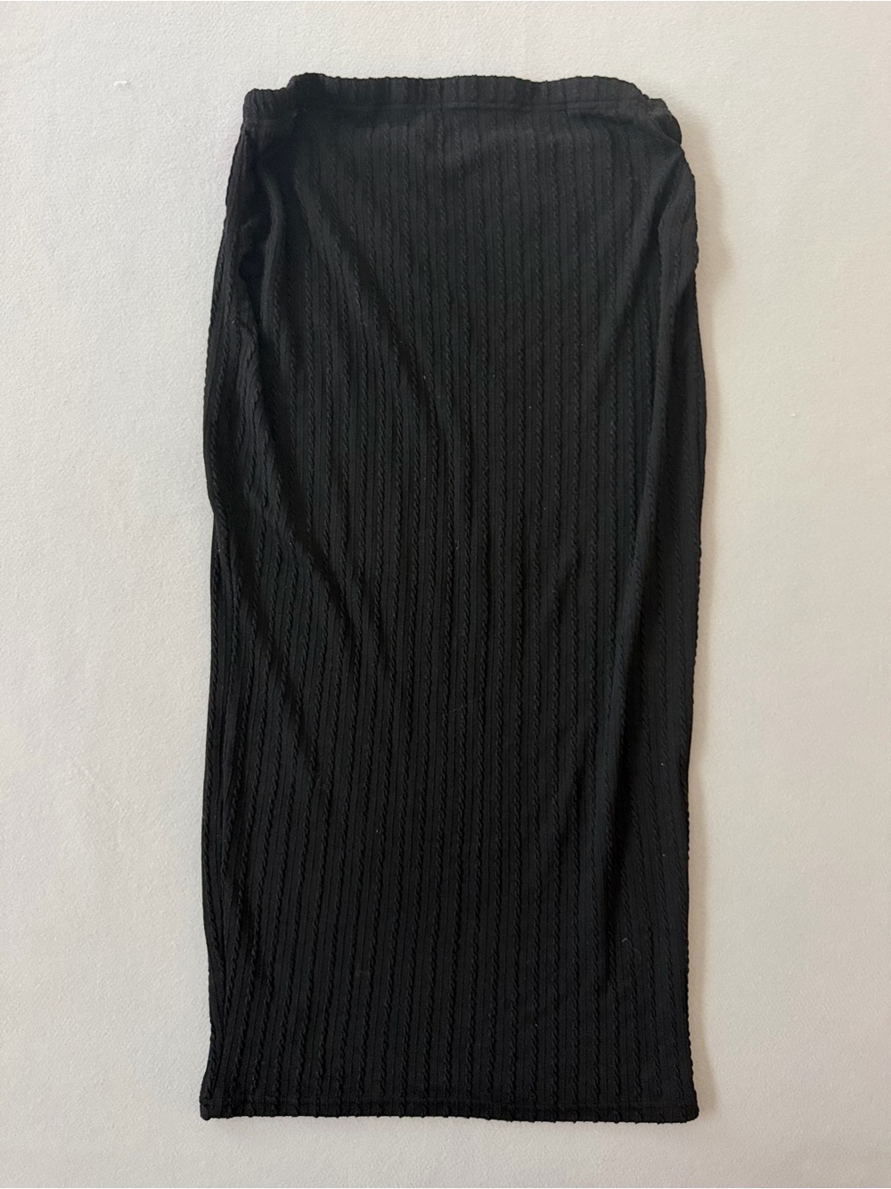Classic Black Ribbed Pencil Skirt - Women